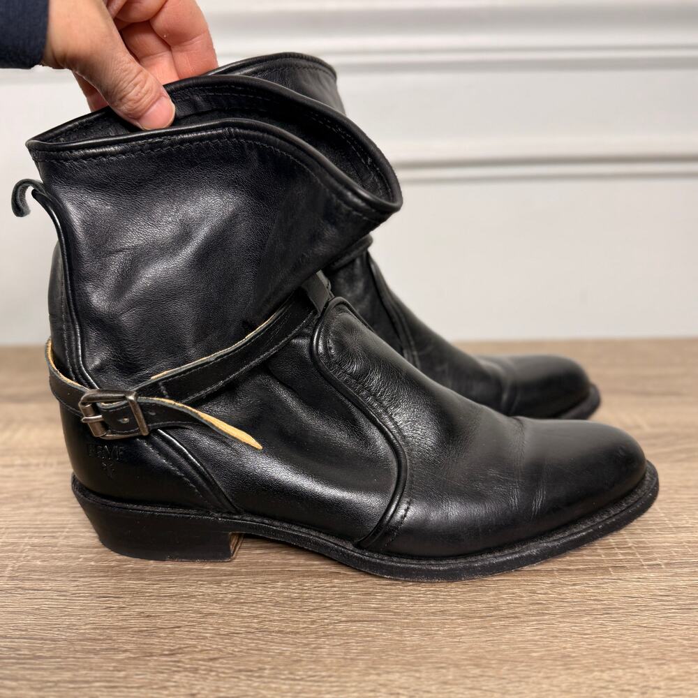 Frye Dorado Short Womens 8 Black Soft Leather Buckle Boot - Picture 2 of 10